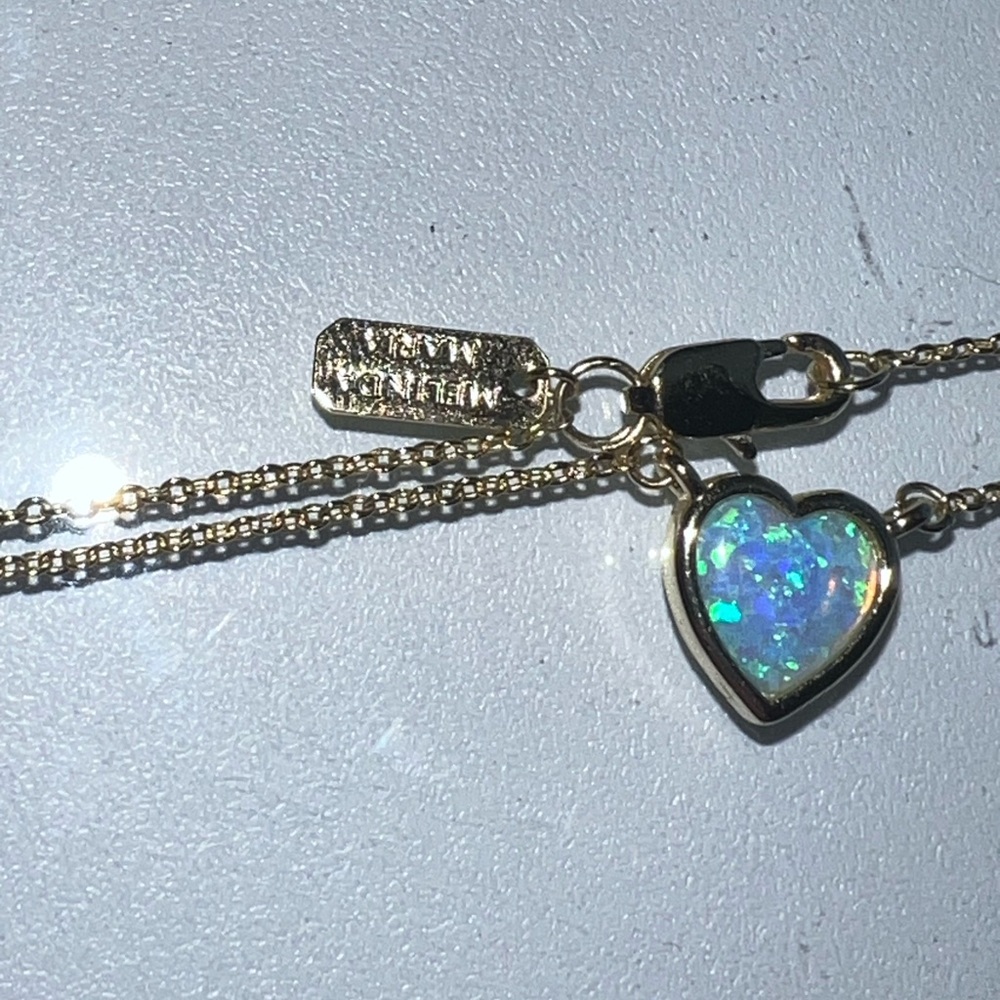 Melinda Maria Lustig Gold & Blue Opal Heart Necklace